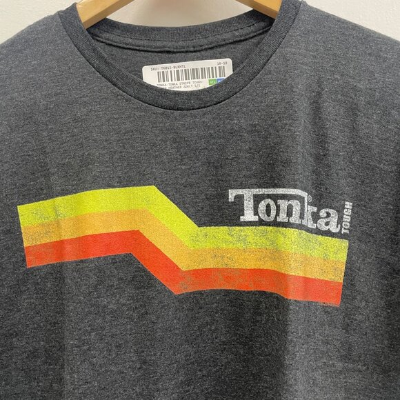 NWT - Retro Tough Stripes Tonka T-Shirt, Heather Black - Large - Picture 4 of 6
